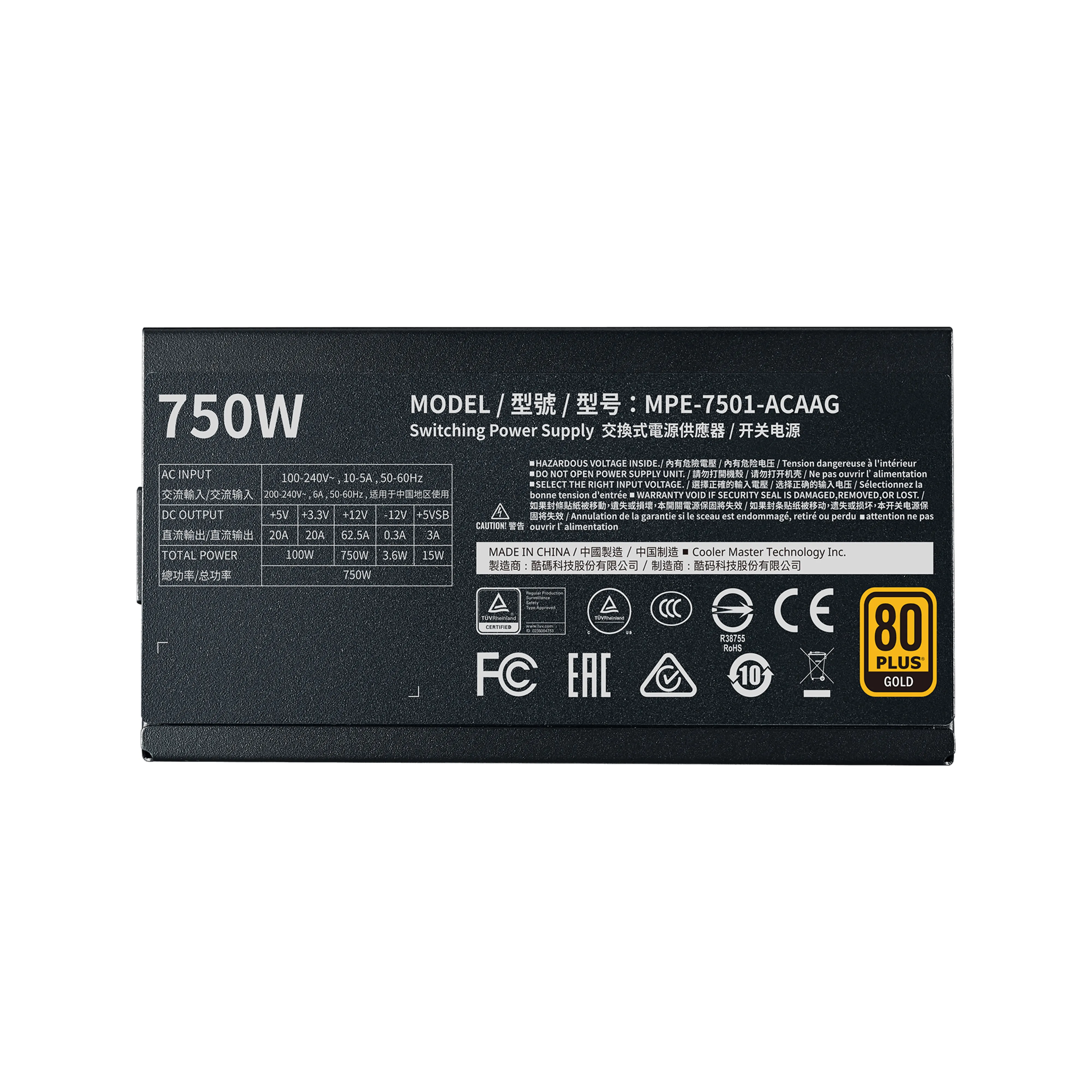 Cooler Master MWE V2 Gold 750W - PSU, 80 Plus Gold