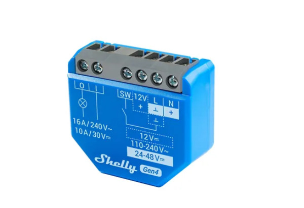 Shelly 1 Gen4 -16A ohjelmoitava potentiaalivapaa WiFi/Zigbee -rele rasiaan