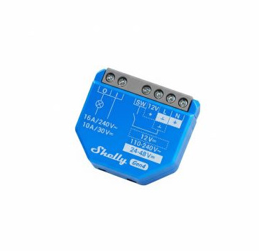 Shelly 1 Gen4 -16A ohjelmoitava potentiaalivapaa WiFi/Zigbee -rele rasiaan