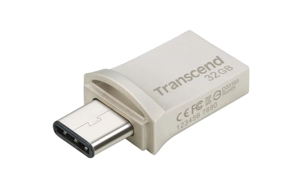 Transcend JetFlash 890 Muistitikku, 32GB, Hopea (USB Type-C & USB 3.1)