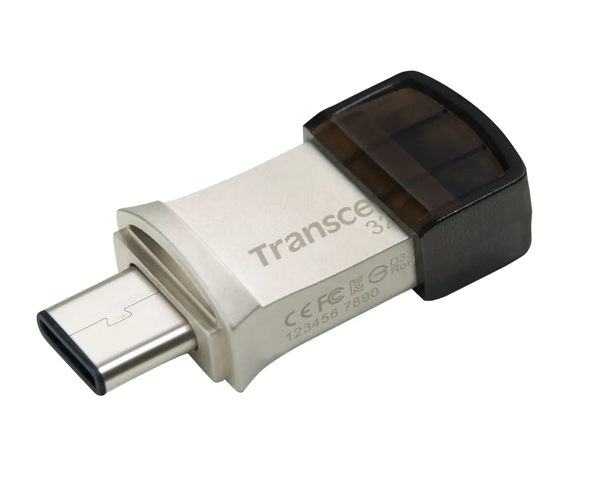 Transcend JetFlash 890 Muistitikku, 32GB, Hopea (USB Type-C & USB 3.1)