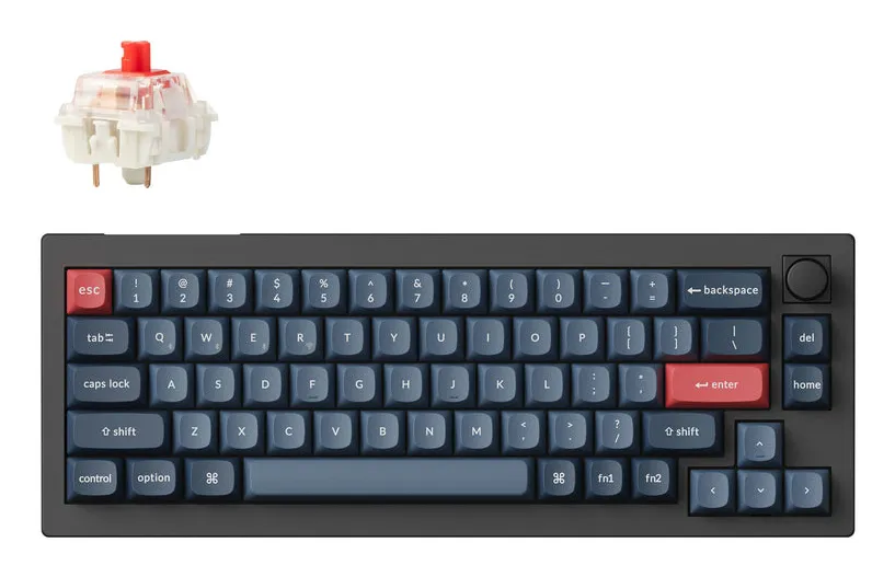 Keychron V2 MAX 65% Knob QMK/VIA Gateron Jupiter Red - wireless keyboard, Black
