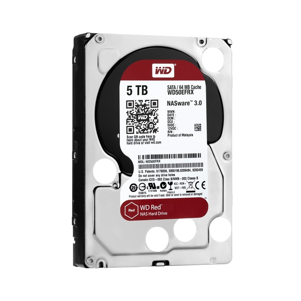 WD Red NAS Hard Drive WD50EFRX - Kiintolevyasema - 5 Tt - sis&auml;inen - 3.5" - SATA 6Gb/s - puskuri: 64 Mt malleihin My Cloud EX2, EX4