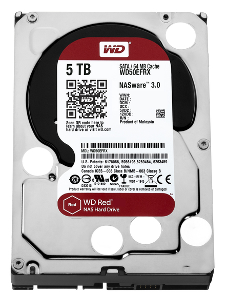 WD Red NAS Hard Drive WD50EFRX - Kiintolevyasema - 5 Tt - sis&auml;inen - 3.5" - SATA 6Gb/s - puskuri: 64 Mt malleihin My Cloud EX2, EX4