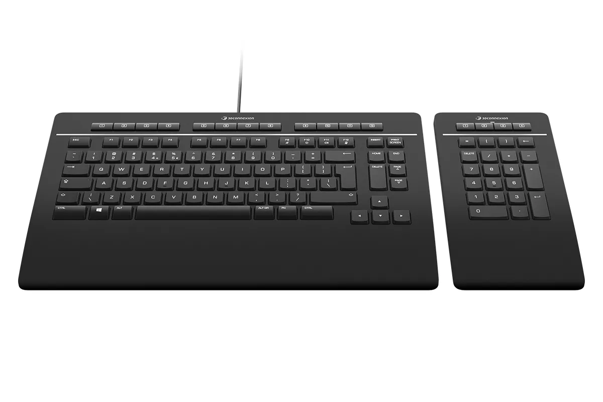 3Dconnexion Keyboard Pro with Numpad tr&aring;dl&ouml;st ergonomiskt tangentbord, Scissor, svart