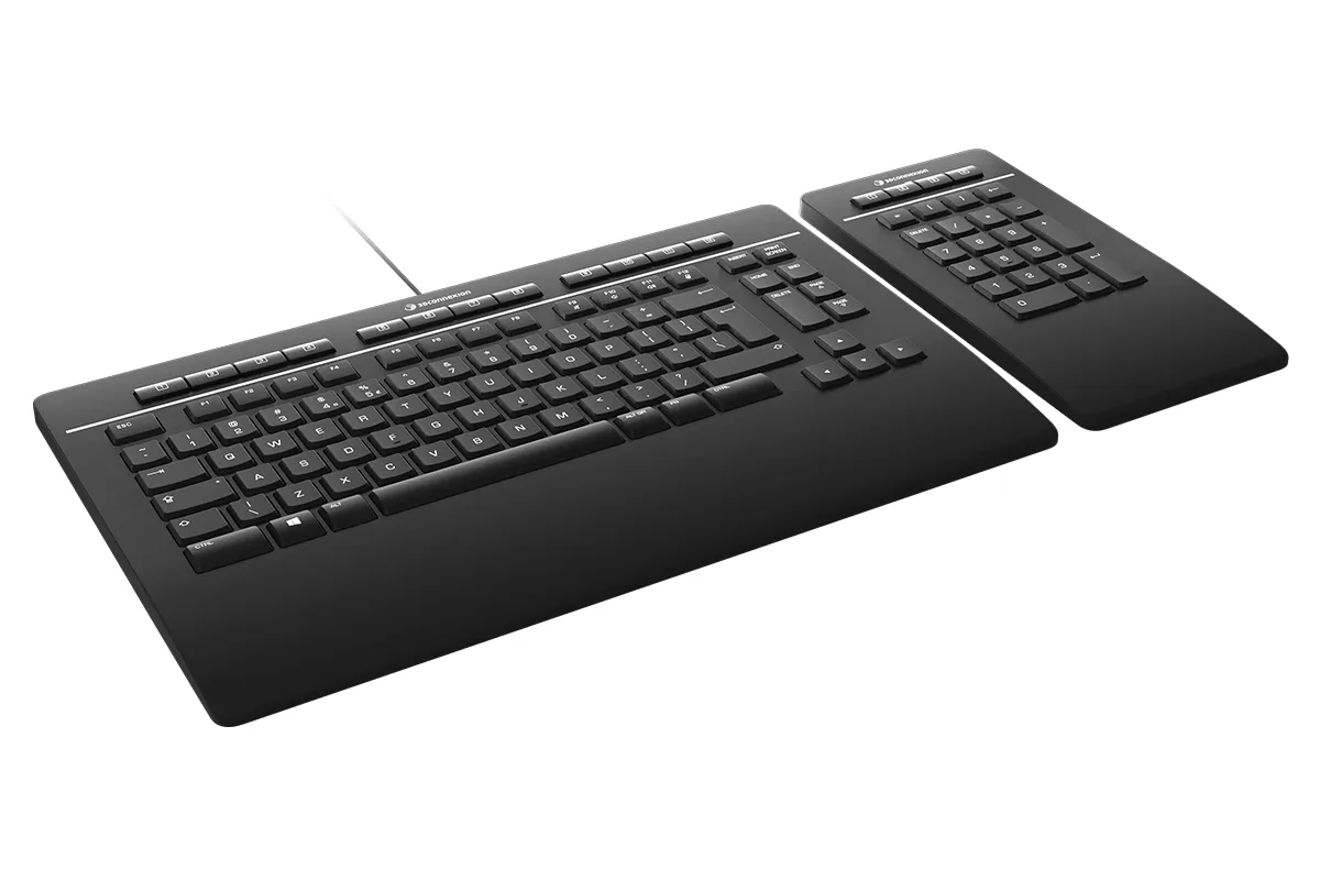 3Dconnexion Keyboard Pro with Numpad tr&aring;dl&ouml;st ergonomiskt tangentbord, Scissor, svart