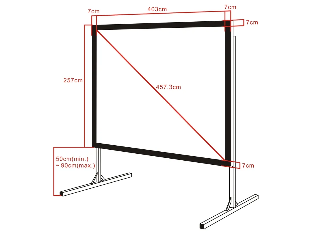 Multibrackets M Fast-fold - Heijastusnäyttö - 180 tuuma (457 cm) - 16:10 - Matte White - musta