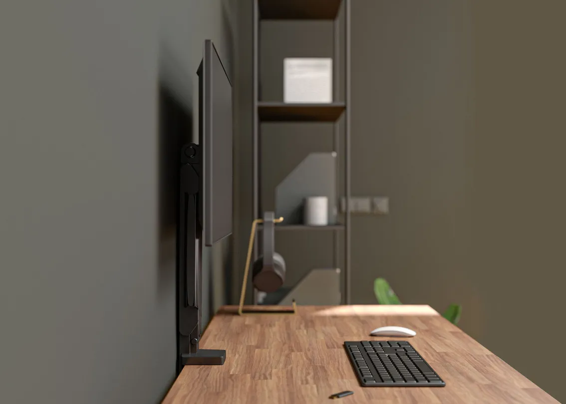 Multibrackets M Slim Basic Single, -skrivbordsf&auml;ste, svart, 17"-32", 8kg