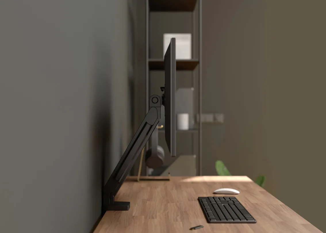 Multibrackets M Slim Basic Single, -skrivbordsf&auml;ste, svart, 17"-32", 8kg