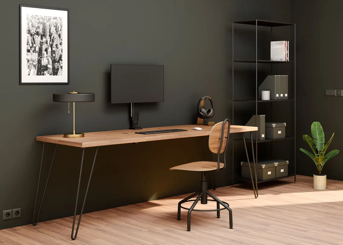 Multibrackets M Slim Basic Single, -skrivbordsf&auml;ste, svart, 17"-32", 8kg