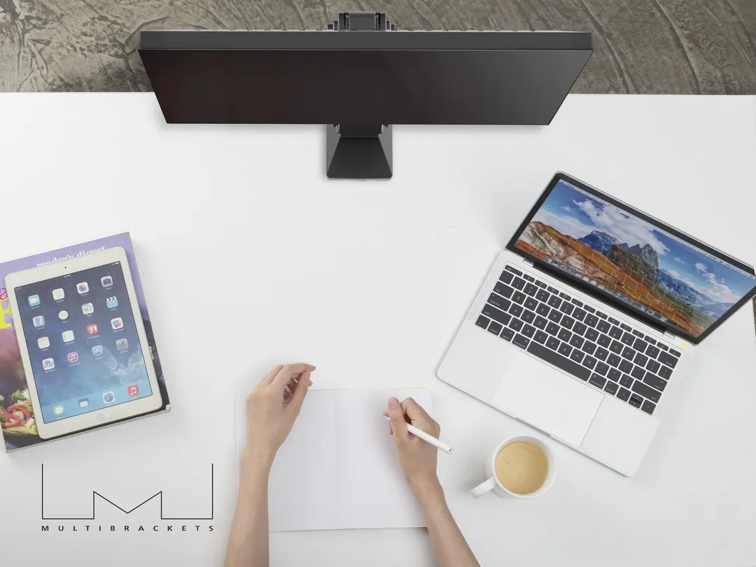 Multibrackets M Slim Basic Single, -skrivbordsf&auml;ste, svart, 17"-32", 8kg