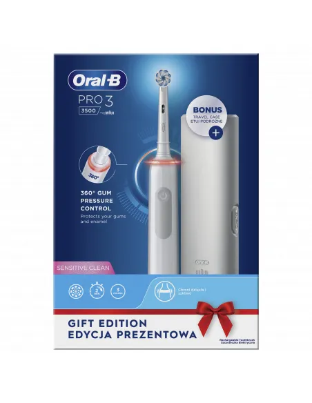 Oral-B Pro3 + Extra Refill + Travel Case -sähköhammasharja, valkoinen