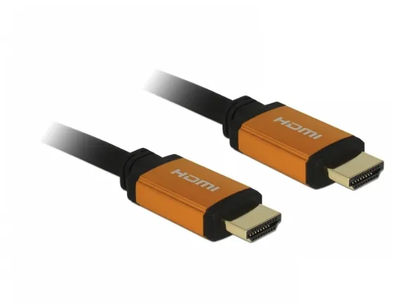De-Lock HDMI – HDMI 2.1 - kabel, 1,5m, Svart/Guld