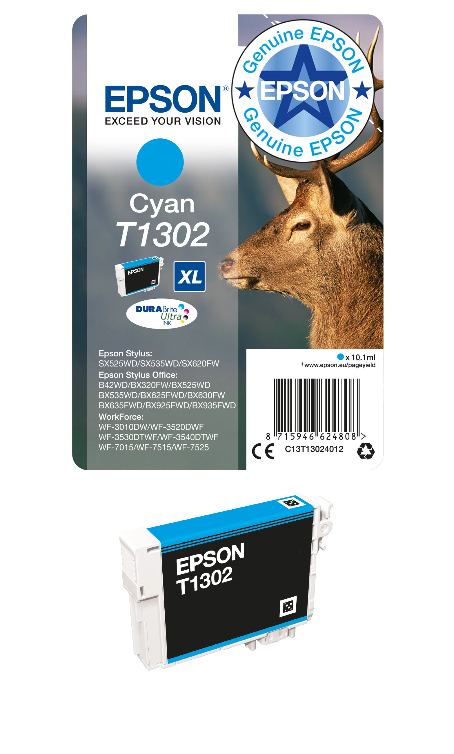 Epson T1302 XL ink cartridge, 10.1 ml, Cyan