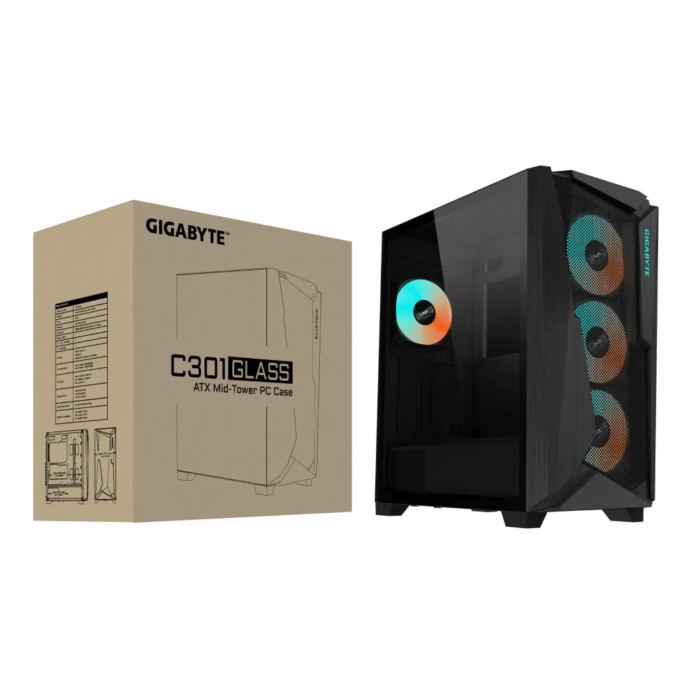Gigabyte C301 Glass RGB Type-C - midi tower, Window, Black