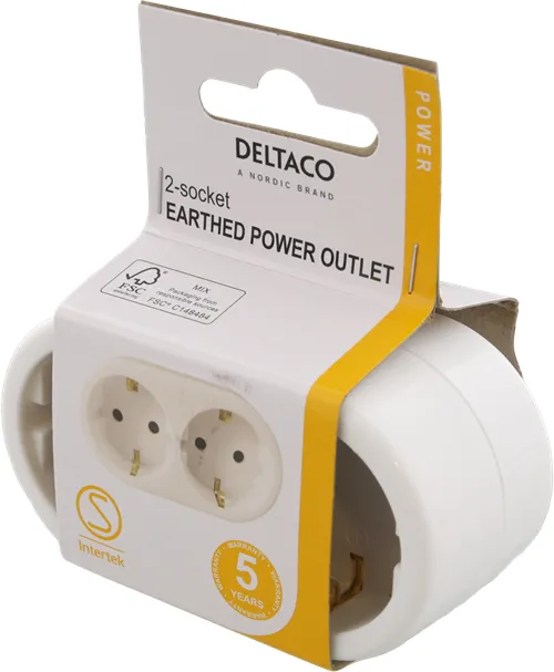 Deltaco 2-virtaliitäntäadapteri Max. 3500W 16A/250V~