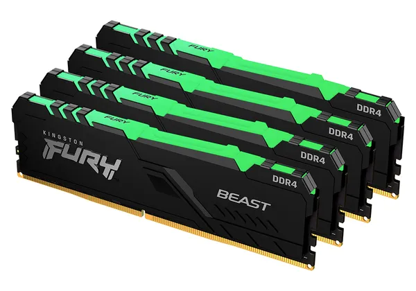 Kingston Fury Beast RGB 32 Gt (4 x 8 Gt) DDR4 3600MHz, CL17 -muisti, Musta