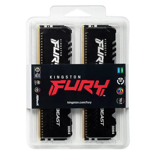 Kingston Fury Beast RGB 32 Gt (4 x 8 Gt) DDR4 3600MHz, CL17 -muisti, Musta
