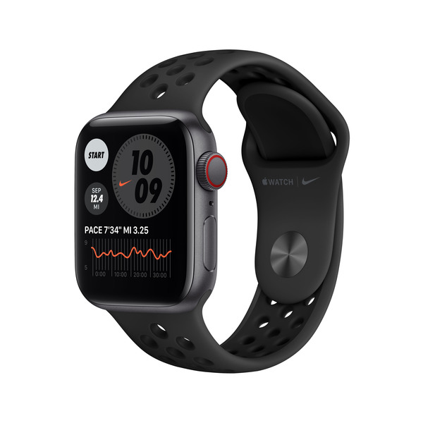 Apple Watch Nike SE GPS + Cellular, 40mm Space Gray Aluminium Case with Anthracite/Black Nike Sport Band - Regular