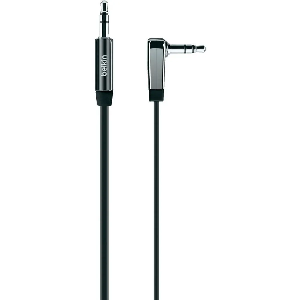 Belkin MIXIT Flat 90&deg; 3.5mm &ndash; 3.5mm -audiokaapeli, uros/uros, 0,9 m, Musta