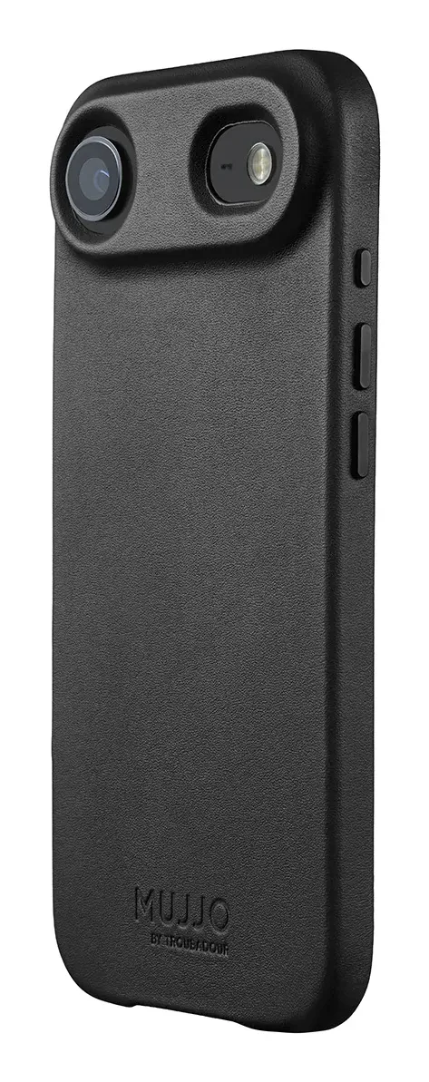 Mujjo Full Leather MagSafe, iPhone Air -suojakuori, musta