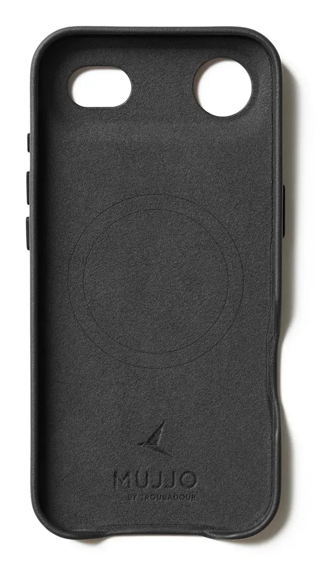 Mujjo Full Leather MagSafe, iPhone Air -suojakuori, musta