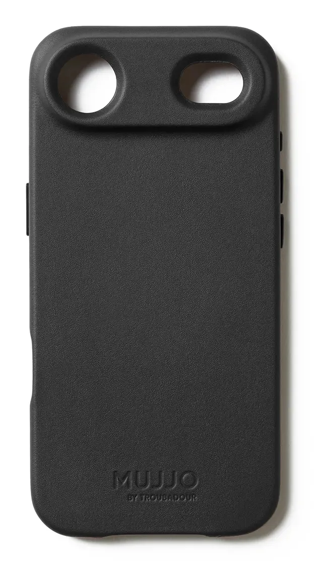 Mujjo Full Leather MagSafe, iPhone Air -suojakuori, musta