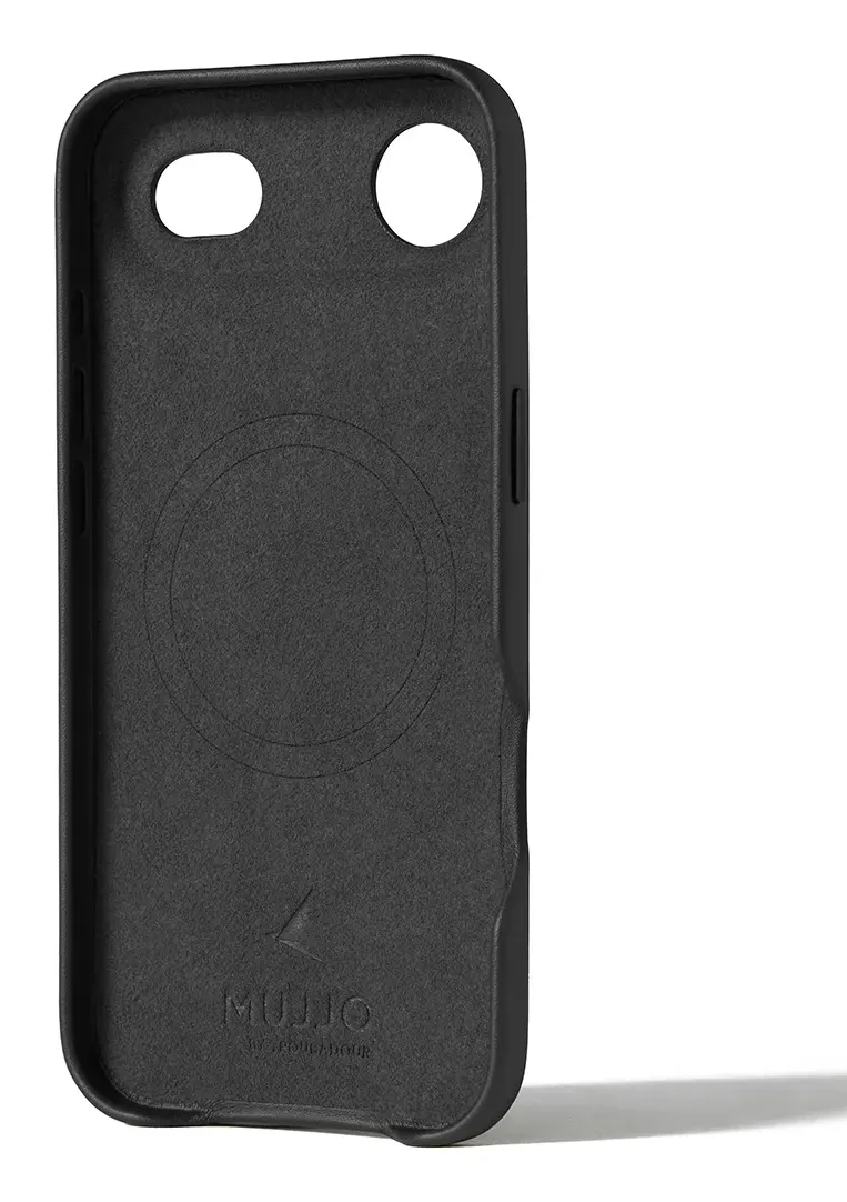 Mujjo Full Leather MagSafe, iPhone Air -suojakuori, musta