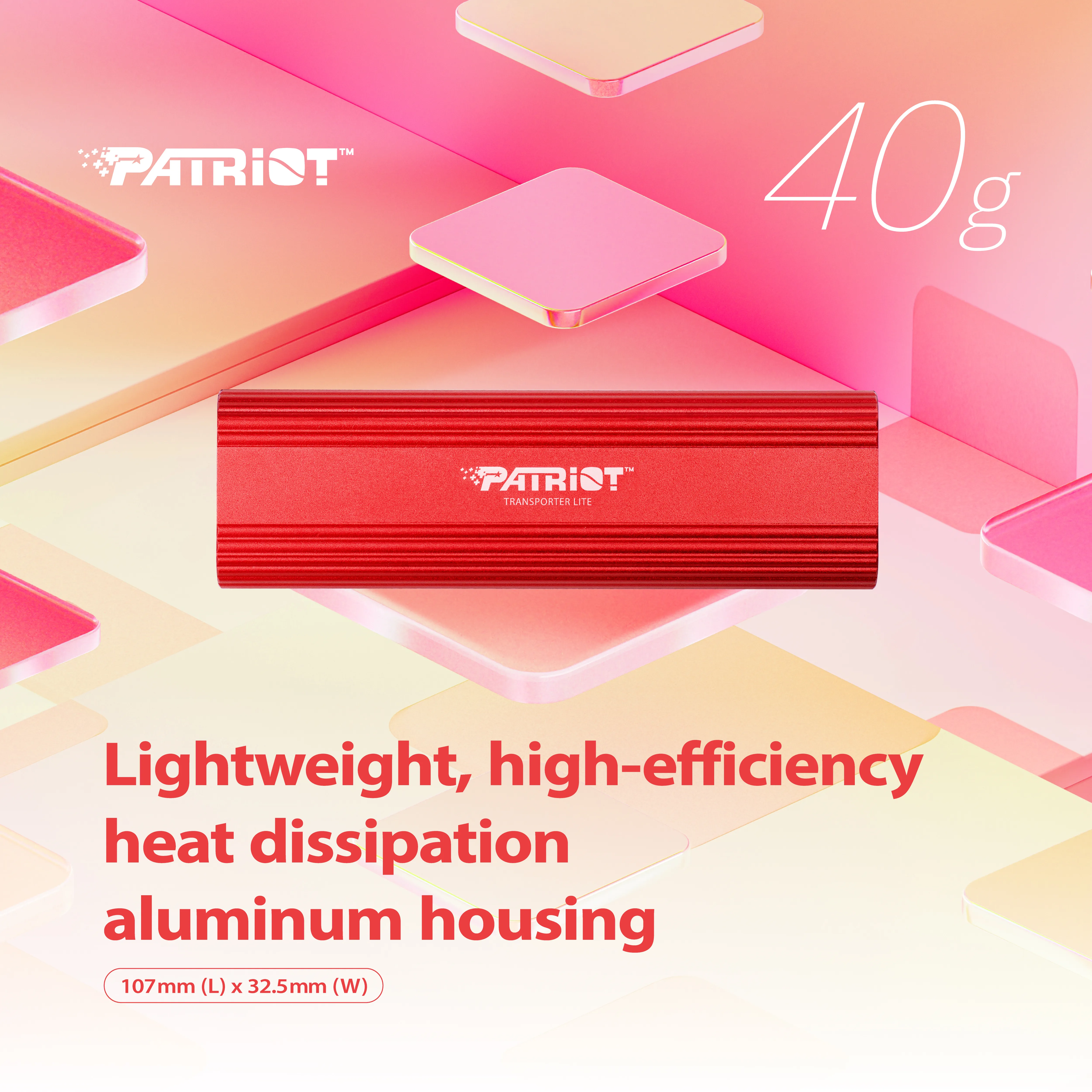 Patriot Transporter Lite 4TB USB-C - External SSD, Red