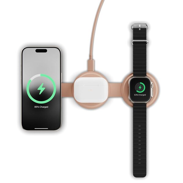 Satechi OntheGo 3-i-1 - wireless charger, Desert Rose