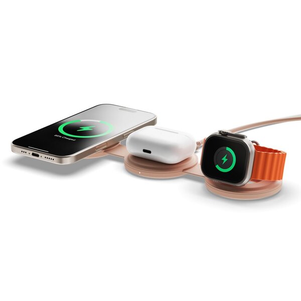 Satechi OntheGo 3-i-1 - wireless charger, Desert Rose