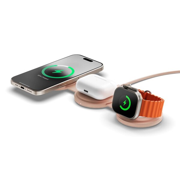 Satechi OntheGo 3-i-1 - wireless charger, Desert Rose