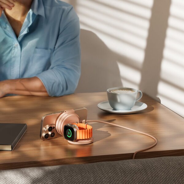 Satechi OntheGo 3-i-1 - wireless charger, Desert Rose