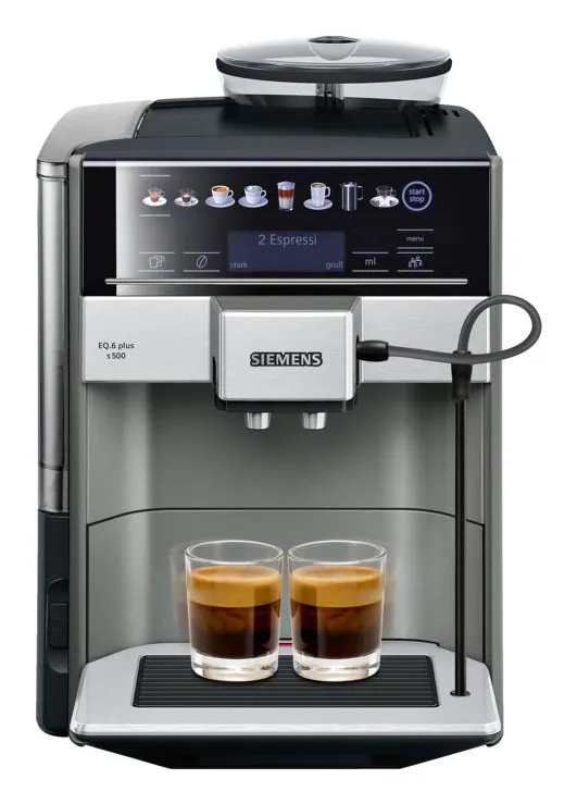 Siemens EQ.6 Plus s500 TE655503DE -t&auml;ysautomaattinen espressokone, musta, hopea