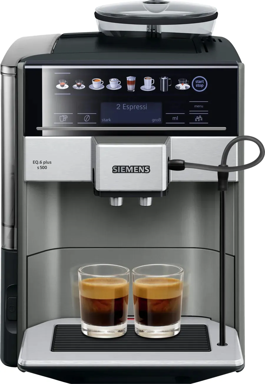Siemens EQ.6 Plus s500 TE655503DE -t&auml;ysautomaattinen espressokone, musta, hopea