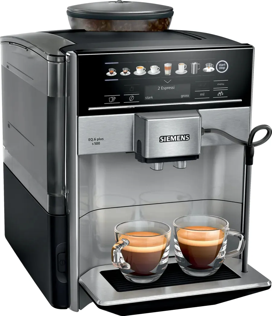 Siemens EQ.6 Plus s500 TE655503DE -t&auml;ysautomaattinen espressokone, musta, hopea
