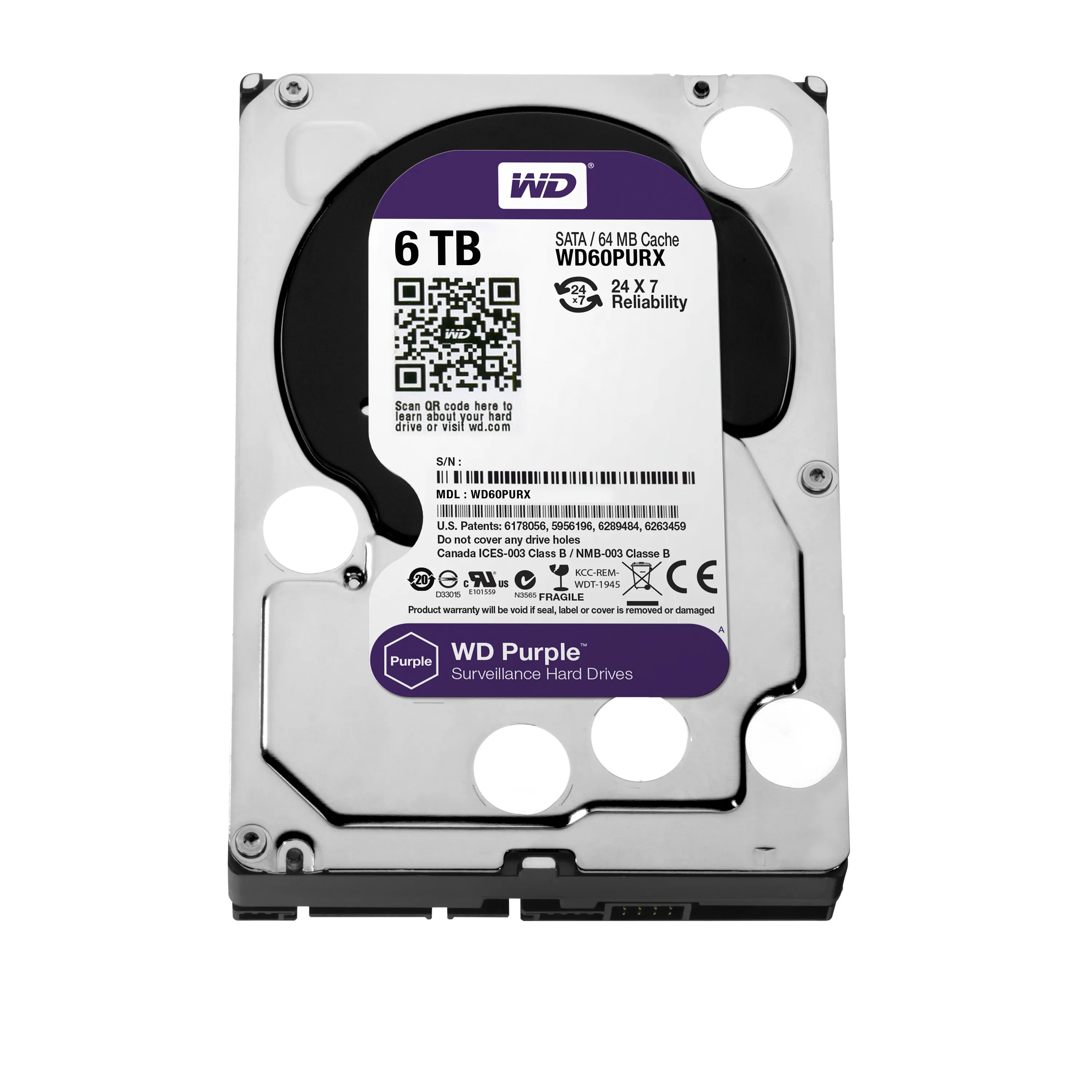 Western Digital 6TB Purple, 3.5", SATA, 5400rpm, 64MB - HDD