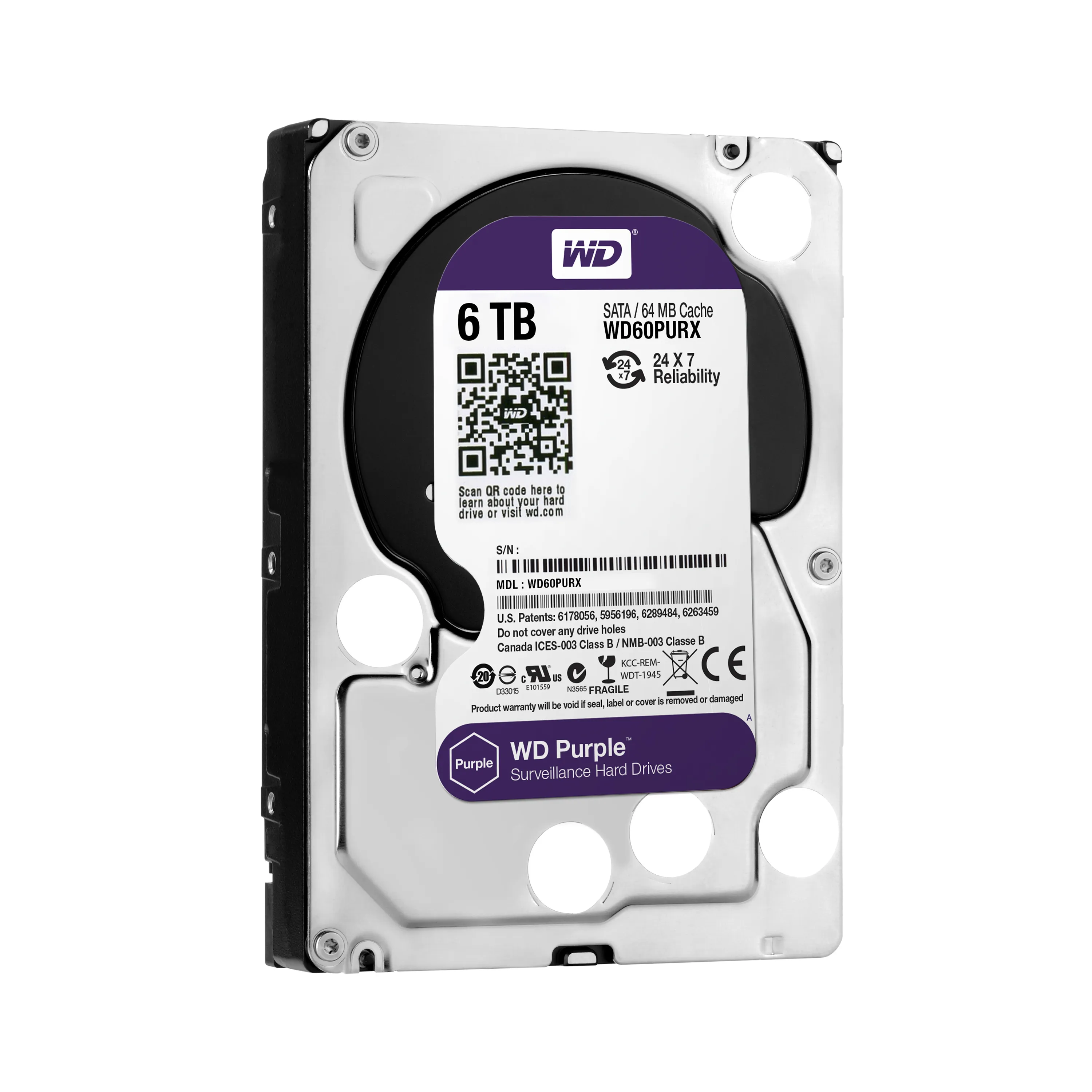 Western Digital 6TB Purple, 3.5", SATA, 5400rpm, 64MB - HDD