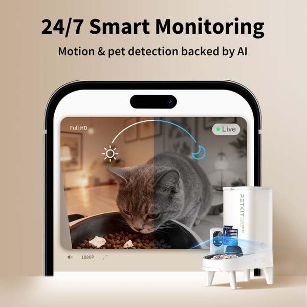 PETKIT YumShare Solo 2 &auml;lyk&auml;s automaattinen lemmikkiel&auml;inten ruokinta-automaatti AI-kameralla