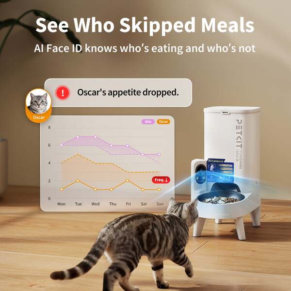 PETKIT YumShare Solo 2 &auml;lyk&auml;s automaattinen lemmikkiel&auml;inten ruokinta-automaatti AI-kameralla