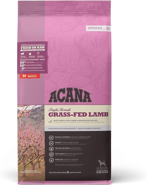 ACANA Singles Grass-Fed Lamb, Dry food for dogs, All Life Stages, Grain Free, 17kg