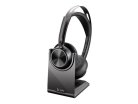 HP Poly Voyager Focus 2 tr&aring;dl&ouml;s headset + laddst&auml;llning, svart