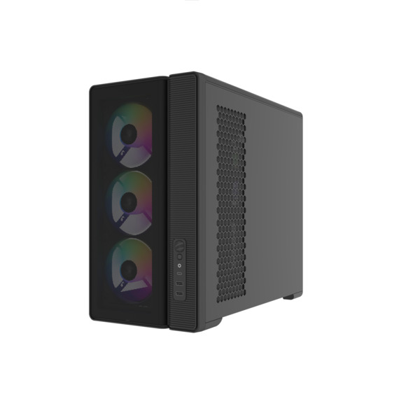 SAMA S50 -miditornikotelo ikkunalla ja RGB-valaistuksella, musta