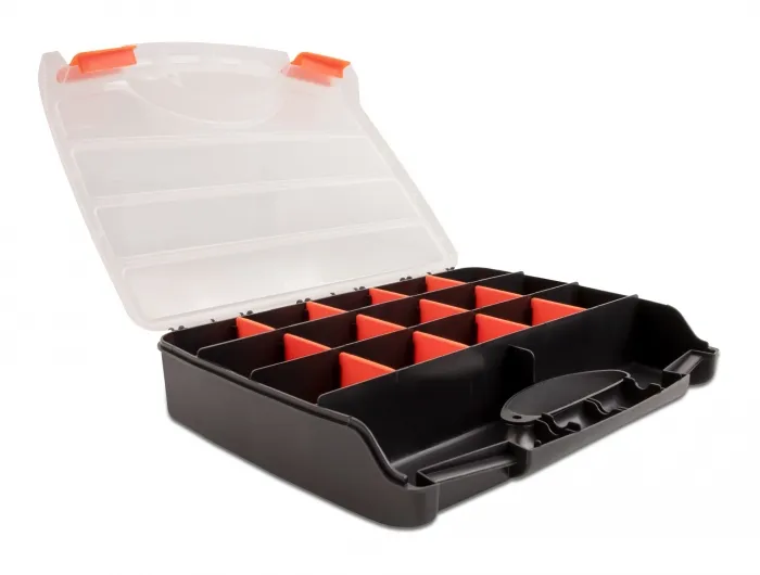 Delock Sorting box with 17 compartments 320 x 255 x 60 mm orange / bla