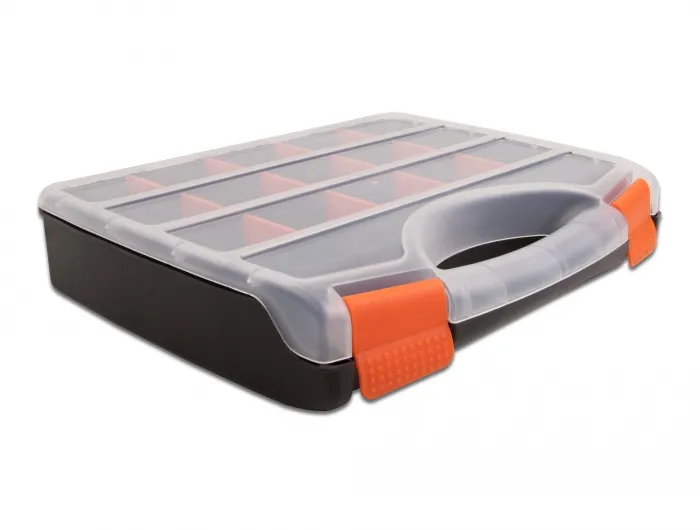 Delock Sorting box with 17 compartments 320 x 255 x 60 mm orange / bla
