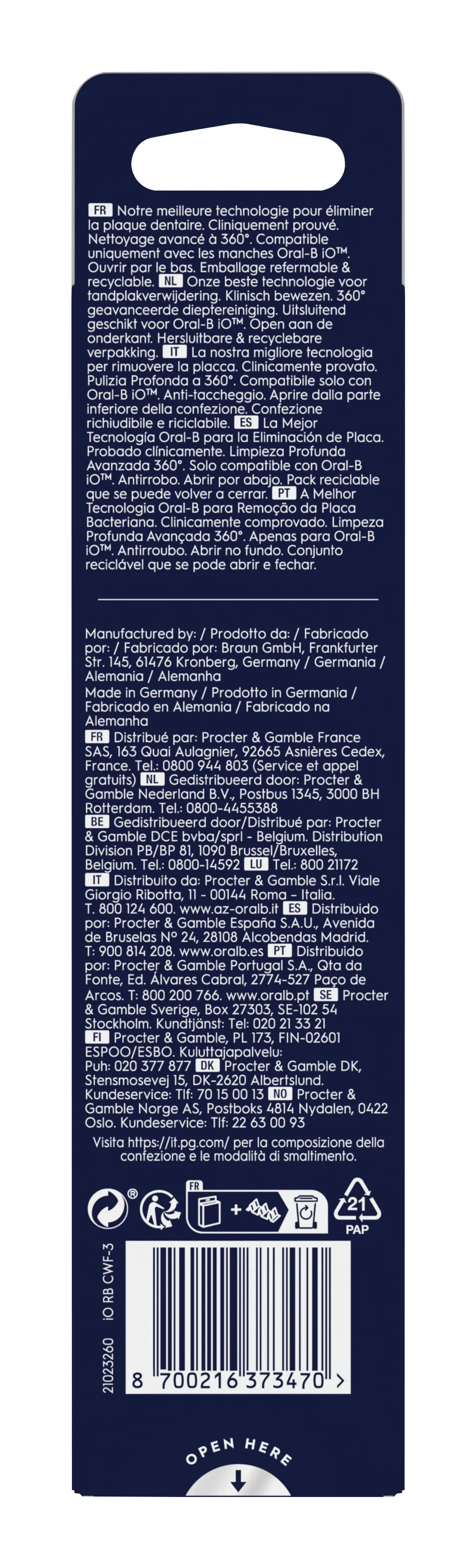 Oral-B iO Ultimate Clean 3 pcs Replacement Toothbrush Heads, White