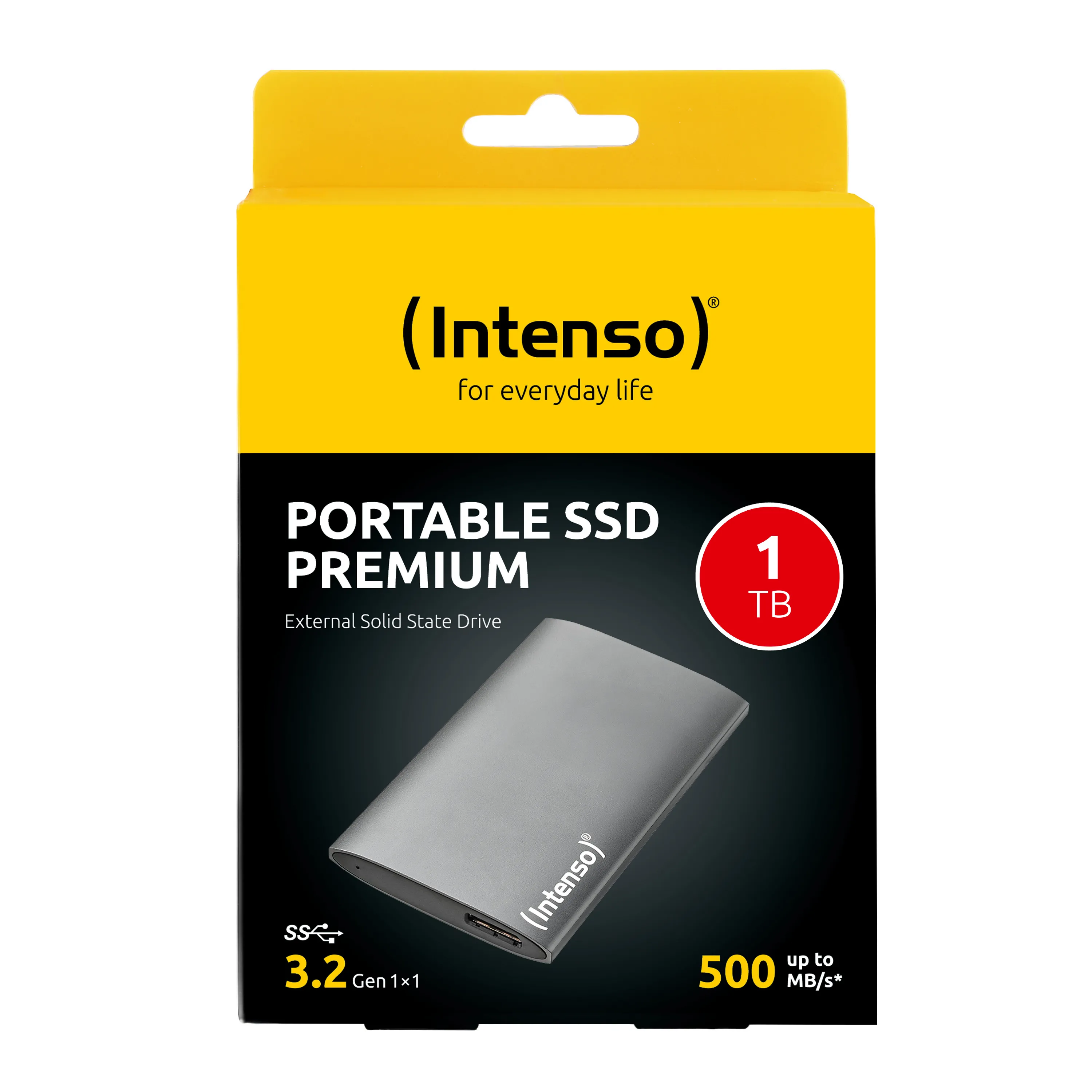 Intenso Premium Edition 1TB External SSD with USB 3.2 Gen 1 (USB-A), Shock Resistant, Portable, Anthracite