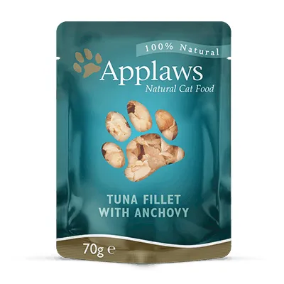 Applaws Tuna Fillet with Anchovy & Seaweed in Broth, Wet food for cats, Adult, 70g