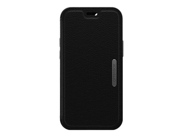 OtterBox Strada Series Folio - L&auml;pp&auml;kansi matkapuhelimelle - nahka, polykarbonaatti, metallinen salpa - varjon musta - slim design malleihin Apple iPhone 12 min