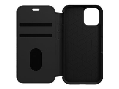 OtterBox Strada Series Folio - L&auml;pp&auml;kansi matkapuhelimelle - nahka, polykarbonaatti, metallinen salpa - varjon musta - slim design malleihin Apple iPhone 12 min